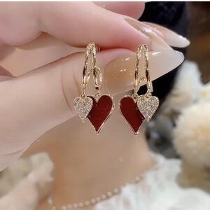 NWT Pair of Festive & Sparkly Heart Shaped Earrings